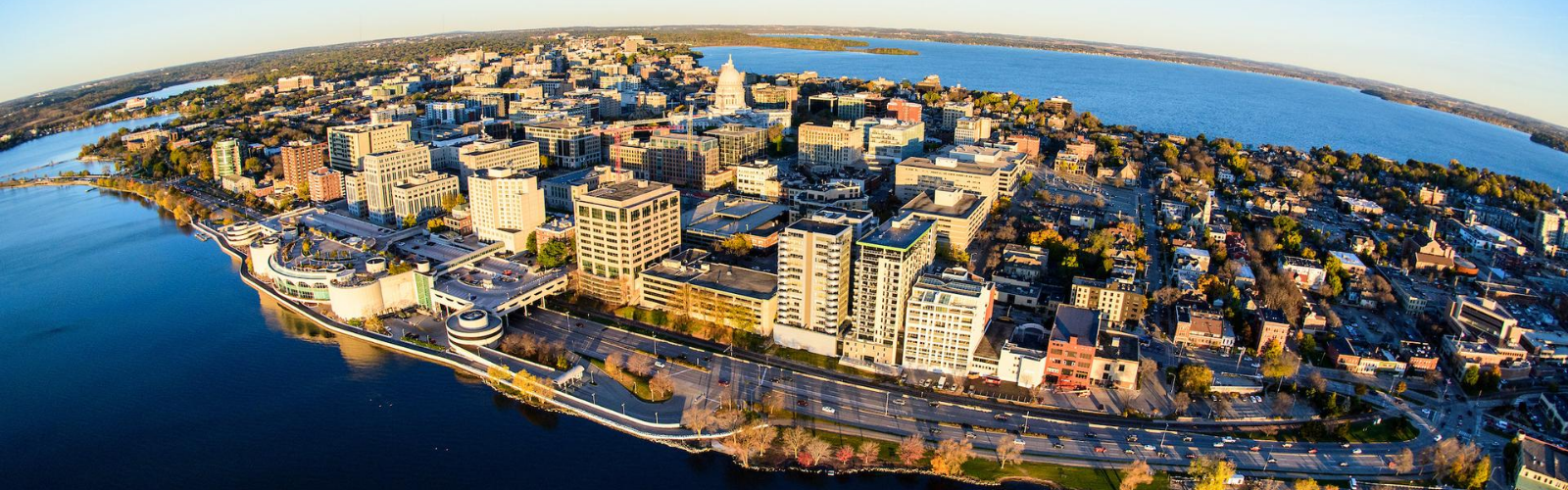 Aerial view of Madison isthmus