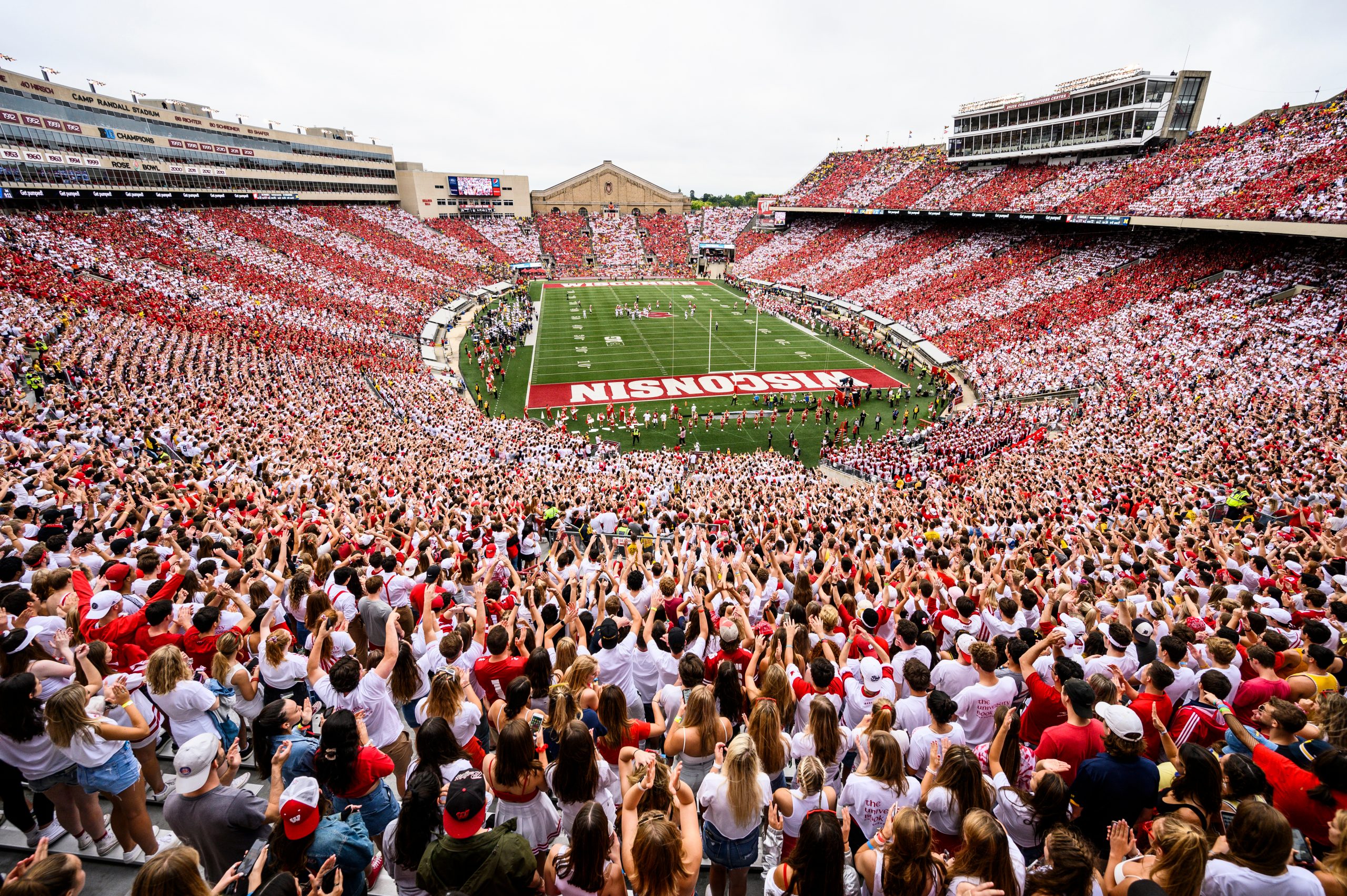 A photo of Camp Randall Stadium filled with Badger fans.