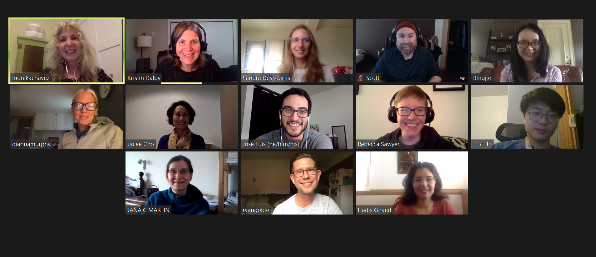 Screenshot of participants of a virtual Welcome Back Event 
